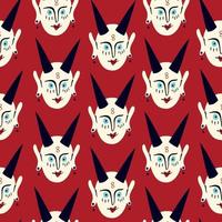 Pattern of Funky demon head with a creepy ugly face. vector