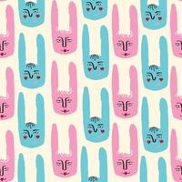 Funky rabbit with a lovely face pattern. Valentines Day Freaky comic rabbit face vector