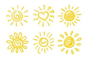 conjunto de elementos de doodle sun.design. ilustración vectorial vector