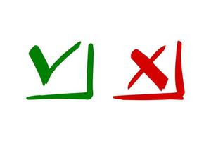 Tick and cross  signs. Checkmark OK and X icons. vector