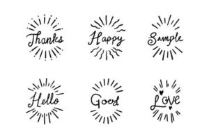 A set of attention line illustrations, sun lines around text vector