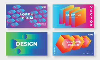 Set of template background design vector. Collection of creative gradient vibrant colorful  3d shapes, geometric shape background. Design illustration for business card, cover, banner, wallpaper. vector