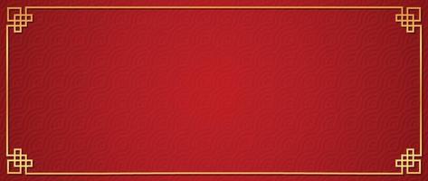 feliz año nuevo chino vector de fondo rojo. patrón tradicional chino y japonés con formas geométricas, marco dorado. papel tapiz de estilo oriental para impresión, tela, cubierta, pancarta, decoración.