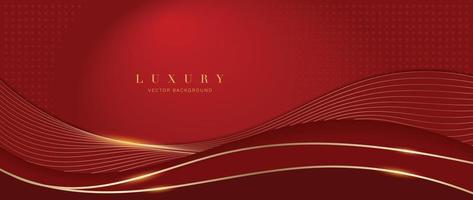 Luxury red background vector. Abstract red and golden lines background with glow effect. Modern style wallpaper for Chinese New Year, ads, sale banner, business presentation and packaging design. vector