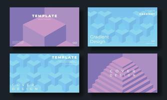 Set of template background design vector. Collection of creative gradient vibrant purple and blue color, geometric shape background. Design illustration for business card, cover, banner, wallpaper. vector