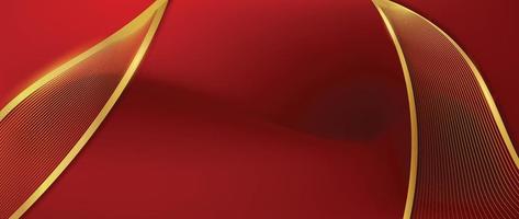 vector de fondo rojo de lujo. fondo abstracto de líneas onduladas rojas y doradas con efecto de brillo. papel tapiz de estilo moderno para el año nuevo chino, anuncios, banner de venta, presentación de negocios y diseño de empaque.