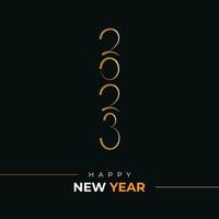 2023 happy new year with golden color calligraphy number logo design vector