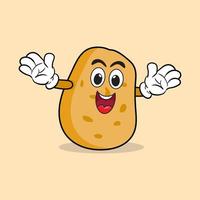 potato carton character, potato retro design, potato mascot vector illustration suitable for food business.