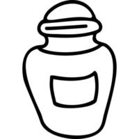 Glass jar with label. linear doodle vector
