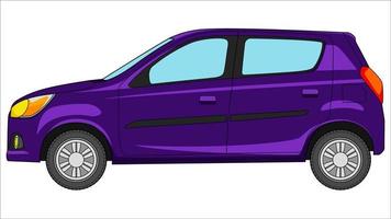 coche pequeño hatchback en vector de color brillante, ilustración de vector de color brillante plano de coche realista