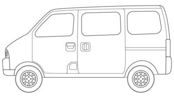 mini can car outline vector illustration on white background