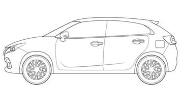 vector de coche hatchback premium, ilustración de vector de contorno de coche simple