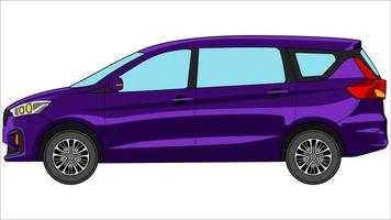 coche familiar premium en vector de color brillante, ilustración de vector de color brillante plano de coche realista