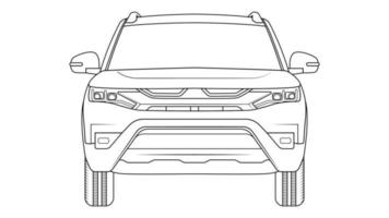 vector de coche suv premium, ilustración de vector de contorno de coche simple