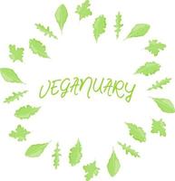 Lettuce leaf frame. Pattern. Vegan diet concept. A call to become vegan. Veganuary. vector