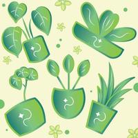 Pattern background with indoor plant icons Vector