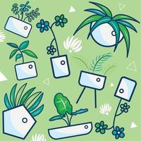 Pattern background with indoor plant icons Vector