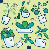 Pattern background with indoor plant icons Vector