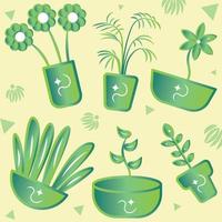 Pattern background with indoor plant icons Vector