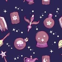 Pattern background with magic icons Vector illustration