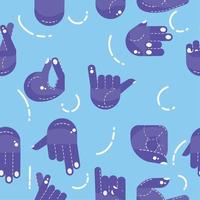 Pattern background with different hand gesture icons Vector illustration