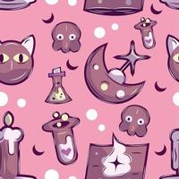 Pattern background with magic icons Vector illustration