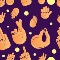 Pattern background with different hand gesture icons Vector illustration