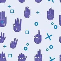 Pattern background with different hand gesture icons Vector illustration