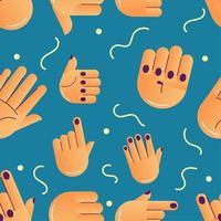 Pattern background with different hand gesture icons Vector illustration