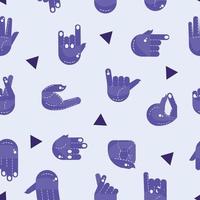 Pattern background with different hand gesture icons Vector illustration