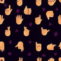 Pattern background with different hand gesture icons Vector illustration