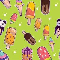 Pattern background with ice cream icons Vector illustration