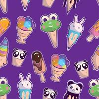 Pattern background with ice cream icons Vector illustration