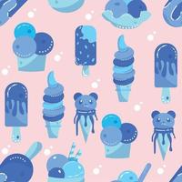 Pattern background with ice cream icons Vector illustration