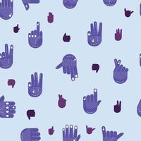 Pattern background with different hand gesture icons Vector illustration