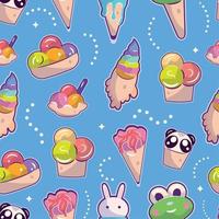 Pattern background with ice cream icons Vector illustration