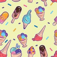 Pattern background with ice cream icons Vector illustration