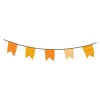 Cozy orange garland flag isolated on white background for birthday vector