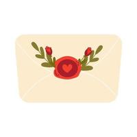 Cozy love letter with envelope and wax stamp isolated on white background vector