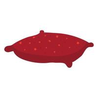 Cozy red pillow with starry pattern for home decoration isolated on white background vector