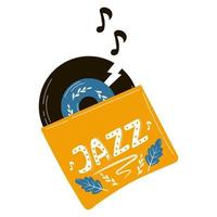 Cozy vinyl record with jazz composition isolated on white background, retro music entertainment vector