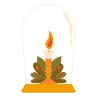 acogedor elemento hogareño hygge, vela decorativa aromática ardiente vector