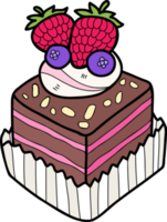 cupcakes de chocolate desenhados à mão com ilustração de morangos png