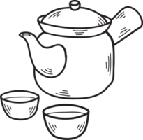 Hand Drawn teapot Chinese and Japanese food illustration png