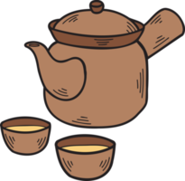 Hand Drawn teapot Chinese and Japanese food illustration png