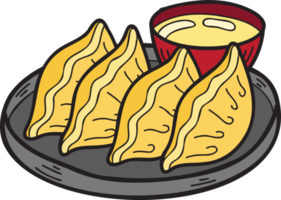 hand- getrokken gyoza of knoedels Chinese en Japans voedsel illustratie png