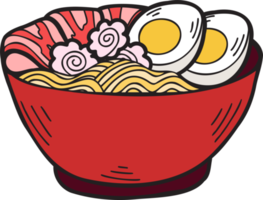 nouilles dessinées à la main ou illustration de la cuisine chinoise et japonaise ramen png