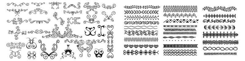 Big set of intage styled calligraphic flourishes and swashes. Collection or set of handdrawn ornate elements. Flourishes and frames made in vector