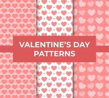 Set Of Valentines Patterns For Package With Hearts In Pink Colors Vector Illustration In Flat Style