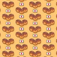 cute takoyaki pattern food illustration vector